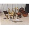 Image 1 : Assorted Brass Candlestick Holders, Copper Pots, and More