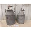Image 1 : Vintage Galvanized Milk Can with CNR Stamp and CPR Oil Can