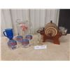 Image 1 : Barrel Decanter Set with Glasses, Scotty Dog Pitcher, and Blue Jays Glassware