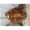 Image 2 : Two Hanging Swag Lamps With Clear And Amber Glass And Vintage Lantern (Glass Broken)
