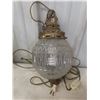 Image 7 : Two Hanging Swag Lamps With Clear And Amber Glass And Vintage Lantern (Glass Broken)