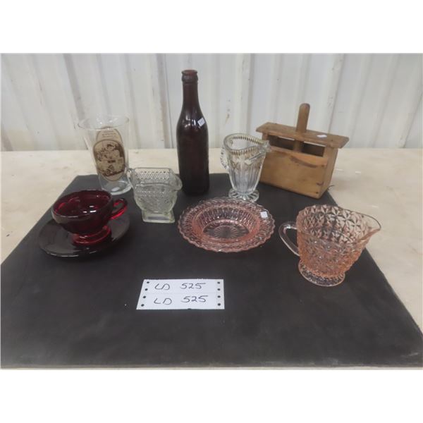 Vintage Butter Press, McDonagh & Shaw Winnipeg Bottle, Cranberry-Style Cup