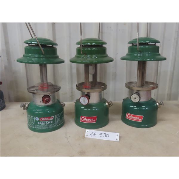 Two Coleman Model 335 Lanterns And One Coleman Model 321C Lantern