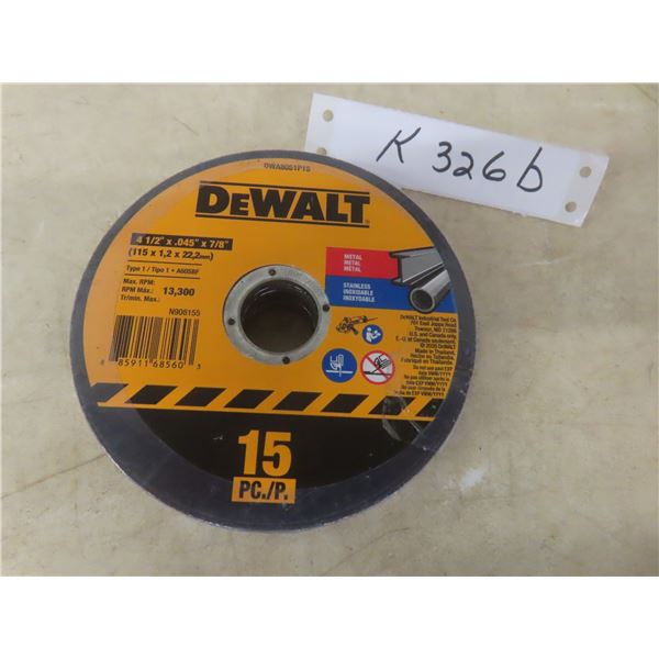 New DeWalt 4 1/2" x .045" Metal Cutoff Blades, 15-Pack