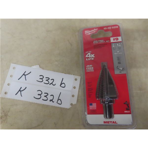 New Milwaukee Jam-Free Step Drill Bit #9 (7/8"–1 1/8")