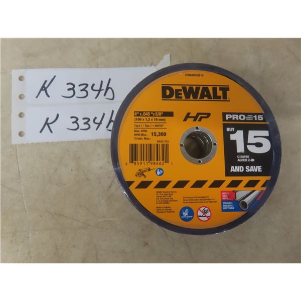 New DeWalt 4" x .045" x 5/8" Metal Cutoff Blades, 15-Pack