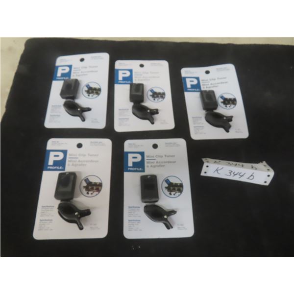 New - Five Profile Mini Clip-On Tuners for Chromatic, Guitar, Bass, Violin, and Ukulele