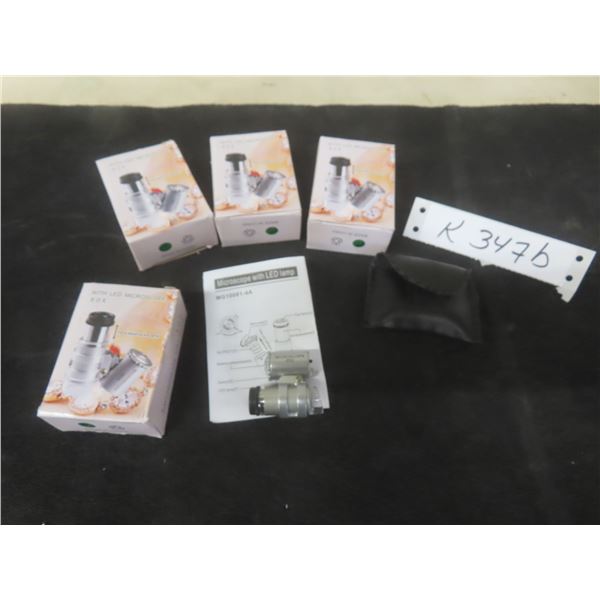 Four Mini 60X Microscopes LED Light