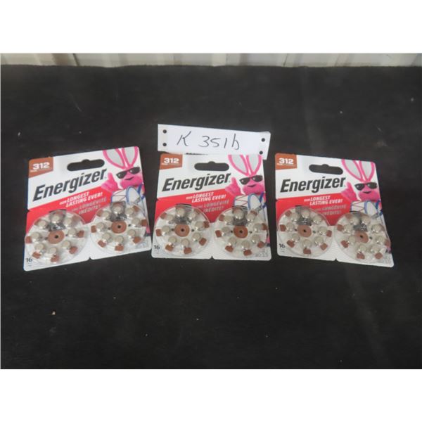 Three Packages of Energizer Size 312 Batteries, Sixteen-Pack