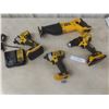 Image 1 : DeWalt 20V Cordless Tool Kit 1/4" Impact Driver, 1/2" Drill Driver, Reciprocating Saw, Two Batterie