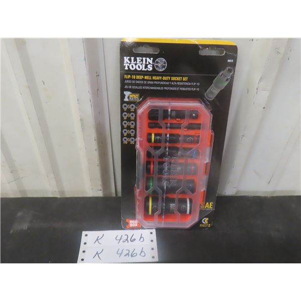 Klein Tools Flip-10 Heavy-Duty Deep Well SAE Socket Set