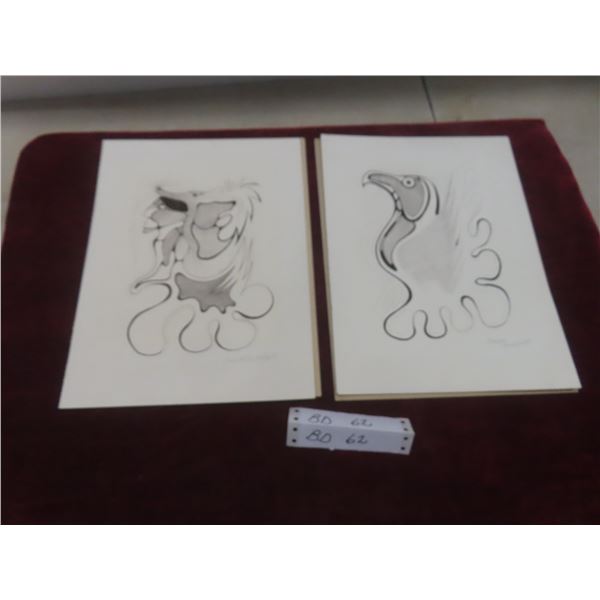 Two Dwayne Yerrxa First Nations Prints, 12" x 9"