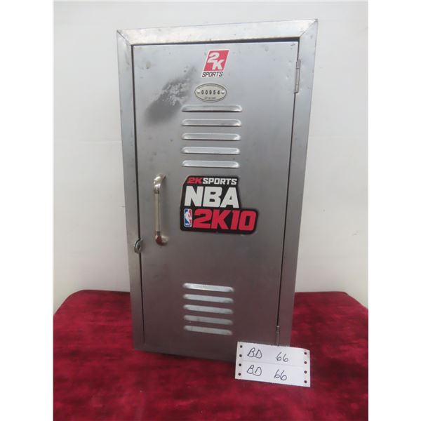 Vintage Promotional NBA Basketball 2K10 Metal Locker, Holds Up to Twenty Xbox Games, Numbered
