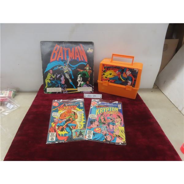 Rare! Vintage 1977 DC Comics Superman Thermos Lunch Box Original Thermos and Comics