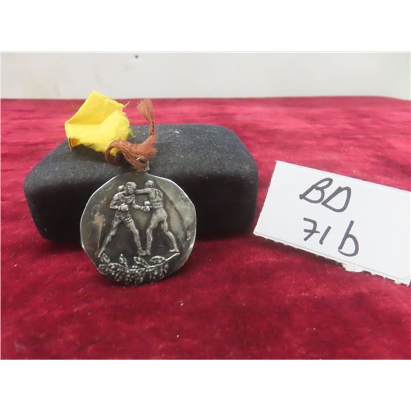Antique Sterling Silver Boxing Medal, Approximately 14 Grams