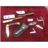Image 1 : Vintage Buck 110 Folding Hunter Knife Leather Sheath and Two Russell Green River Works Knives
