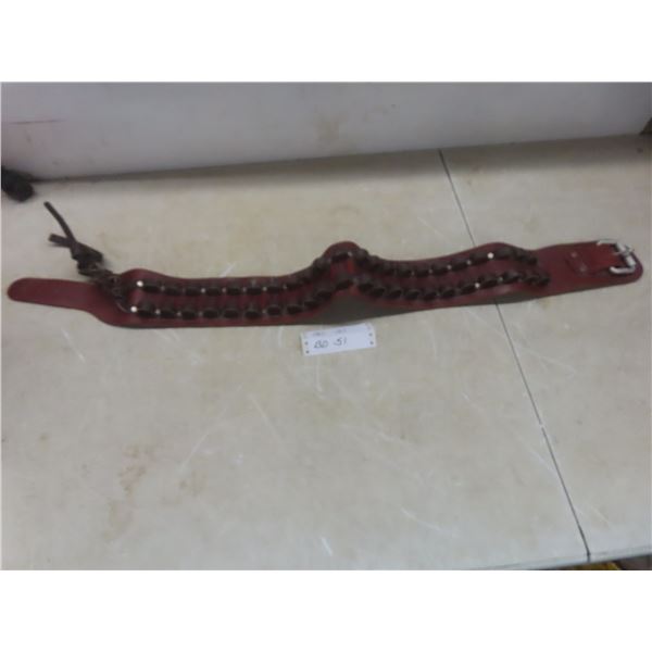 Vintage Leather Shotgun Bandolier Ammunition Cartridge Belt