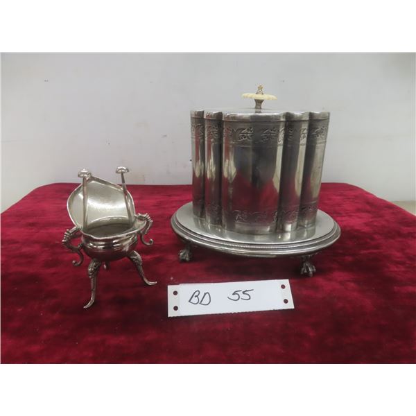 Victorian-Era Biscuit Barrel and Chinese Jue Wine Vessel