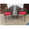 Image 3 : Two Wicker Style Patio Chairs With Stools and Cushions