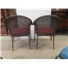 Image 4 : Two Wicker Style Patio Chairs With Stools and Cushions