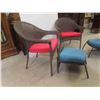 Image 7 : Two Wicker Style Patio Chairs With Stools and Cushions