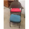 Image 8 : Two Wicker Style Patio Chairs With Stools and Cushions