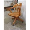 Image 1 : Antique Oak Swivel Office Chair Aftermarket Rollers, Missing Original Rollers