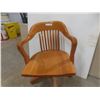Image 2 : Antique Oak Swivel Office Chair Aftermarket Rollers, Missing Original Rollers
