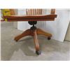 Image 3 : Antique Oak Swivel Office Chair Aftermarket Rollers, Missing Original Rollers