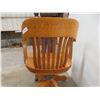 Image 7 : Antique Oak Swivel Office Chair Aftermarket Rollers, Missing Original Rollers