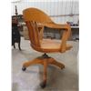 Image 8 : Antique Oak Swivel Office Chair Aftermarket Rollers, Missing Original Rollers
