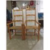 Image 10 : Seven Oak Ladder-Back Dining Chairs Woven Rush Seats, Including Two Captain Chairs