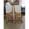 Image 11 : Seven Oak Ladder-Back Dining Chairs Woven Rush Seats, Including Two Captain Chairs