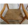 Image 12 : Seven Oak Ladder-Back Dining Chairs Woven Rush Seats, Including Two Captain Chairs