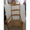 Image 13 : Seven Oak Ladder-Back Dining Chairs Woven Rush Seats, Including Two Captain Chairs