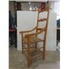 Image 14 : Seven Oak Ladder-Back Dining Chairs Woven Rush Seats, Including Two Captain Chairs