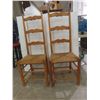 Image 3 : Seven Oak Ladder-Back Dining Chairs Woven Rush Seats, Including Two Captain Chairs