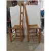 Image 4 : Seven Oak Ladder-Back Dining Chairs Woven Rush Seats, Including Two Captain Chairs