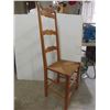 Image 9 : Seven Oak Ladder-Back Dining Chairs Woven Rush Seats, Including Two Captain Chairs