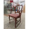 Image 10 : Queen Anne Style Dining Chairs Velvet Seats, Including One Captain Chair