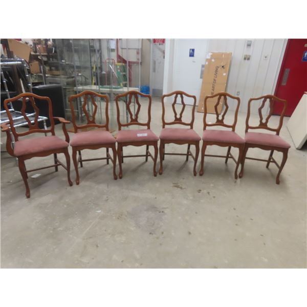 Queen Anne Style Dining Chairs Velvet Seats, Including One Captain Chair