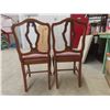 Image 4 : Queen Anne Style Dining Chairs Velvet Seats, Including One Captain Chair