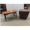 Image 1 : Oak Coffee Table, 17" x 34" x 20", and Wooden What-Not Box, 19" x 18 1/2" x 18 1/2"