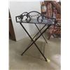 Image 10 : Wicker Style Chair Cushion and Wrought Iron Side Table, 23" x 21 1/2" x 15"