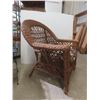 Image 2 : Wicker Style Chair Cushion and Wrought Iron Side Table, 23" x 21 1/2" x 15"
