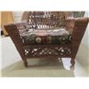 Image 6 : Wicker Style Chair Cushion and Wrought Iron Side Table, 23" x 21 1/2" x 15"