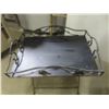 Image 9 : Wicker Style Chair Cushion and Wrought Iron Side Table, 23" x 21 1/2" x 15"