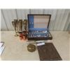 Image 1 : 51 Piece Silverware Set In Case, Six Brass Goblets, Four Copper Measuring Cups,