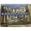 Image 8 : 51 Piece Silverware Set In Case, Six Brass Goblets, Four Copper Measuring Cups,