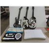 Image 1 : Wii Accessories Including Three Guitar Hero Controllers, Sports Kit, and Balance Board